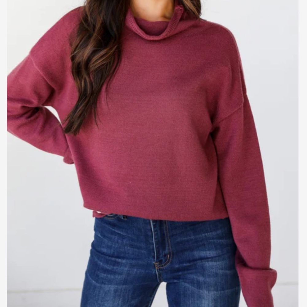 BE COOL Maroon Mock Soft Sweater Knit Casual